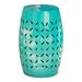 Noble House Lilac 12 Modern Iron Outdoor Side Table in Teal Blue Finish