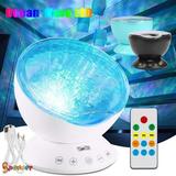Spencer Ocean Wave Projector LED Starry Night Sky Projector Lamp with Remote Control Built-in Music Speaker Star Light Projection Lamp for Kids Living Bedroom Decoration White