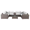 Living Source International 10-Piece Sectional Set w/Cushion - Canvas/Gray