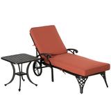 Outsunny Adjustable Outdoor Chaise Lounge Chair and Side Table Set