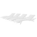 Lounge Chair Chaise Set of 4 Aluminum Metal Steel White Modern Contemporary Urban Design Outdoor Patio Balcony Cafe Bistro Garden Furniture Hotel Hospitality