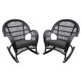 Jeco Wicker Rocker Chair in White with Black Cushion (Set of 4)