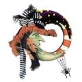 Sunisery Halloween Wreath Decoration Moon Maple Witch Festival Outdoor Hanging Ornament