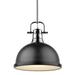 Duncan 1 Light Pendant with Rod in Chrome with a Matte Black Shade