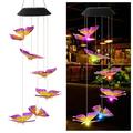 EROCK Solar Wind Chime Outdoor Wind Chime Color Changing LED Mobile Butterfly Wind Chimes Outdoor Romantic Decorative 6 Butterfly String Lights for Home/Yard/Patio/Garden