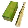 Antique Handheld Brass Telescope Pirate Vintage Spyglass Green Wooden Box Maritime Nautical Gift