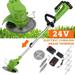 YouLoveIt 24V Electric Weed Lawn Grass String Trimmer Cordless String Trimmer / Edger Length Adjustable Electric Handheld String Strimmer Powered by 24V Lithium Battery 2 Battery