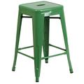 Flash Furniture 24 High Backless Metal Indoor-Outdoor Counter Height Stool w/Square Seat Green