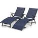 Devoko 2 Pieces Patio Outdoor Adjustable Folding Chaise Lounge Chair for Beach Pool Blue