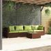 vidaXL Patio Furniture Set 5 Piece with Cushions Poly Rattan Brown