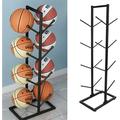 Miumaeov 4-Tier Basketball Organizer Ball Storage Rack Equipment Organizer Freestanding Garage Sport Display Stand for Playground Gym Schools (Double-Side)