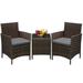 Devoko 3 Pieces Patio Conversation Set PE Rattan Wicker Chairs Outdoor Furniture Set Brown/Gray