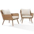 Afuera Living Modern Wicker Patio Chair in Light Brown and Oatmeal (Set of 2)
