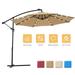 FreshTop 10 FT Solar LED Patio Outdoor Umbrella Hanging Cantilever Umbrella Offset Umbrella Easy Open Adustment with 24 LED Lights Taupe