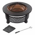 Pure Garden 32-Inch Outdoor Round Metal Wood Burning Firepit/Fireplace Bronze