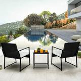 Bar Patio Set 3 Piece Wicker Patio Set with Cushions Modern Outdoor Conversation Sets Rattan Patio Furniture Set with Coffee Table for Backyard Garden Poolside LLL1782