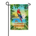 America Forever It s 5 O clock Somewhere Summer Garden Flag 12.5 x 18 inches Tropical Bird Macaw Parrot Palm Leaves Double Sided Seasonal Yard Outdoor Decorative Paradise Beach Garden Flag