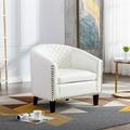 Gplesas Soft Lounge Chairs Easy Assemble Padded Seat Accent Chair High Backrest Leisure Single Furniture Home Living Room White