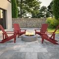 Flash Furniture Set of 4 Charlestown All-Weather Poly Resin Wood Adirondack Chairs in Red