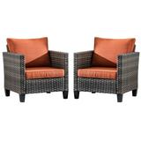 Ovios Outdoor Wicker Chairs Set 2 Pieces Patio Furniture All Weather High Back Patio 3.54 Thickness