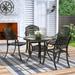 MEETWARM 5 Piece Patio Dining Set Outdoor All-Weather Cast Aluminum Dining Table Set Patio Furniture Set for Backyard Garden Deck Include 4 Chairs and a 35.4 Round Table with Umbrella Hole