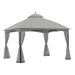 Garden Winds Replacement Canopy Top Cover and Netting Set Compatible with The A101012201 Zanker Gazebo - Slate Gray - Riplock 350