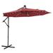 Patio Outdoor Umbrella Hanging Cantilever Umbrella Offset Beach Umbrella 10 FT with 32 LED Solar Lights (Red)