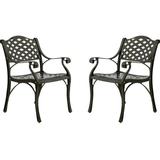 MEETWARM 2 Piece Patio Dining Chairs Outdoor All-Weather Cast Aluminum Chairs Patio Bistro Dining Chair Set of 2 for Garden Deck Backyard Lattice Weave Design