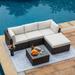 COSIEST 5-Piece Outdoor Furniture Set Brown Wicker Sectional Sofa