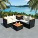 Suzicca 4 Piece Patio Set with Cushions Poly Rattan Black