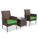 Terra 3 Piece Update Design Rattan Furniture Set - 2 Relaxing Chairs With a Modern Squire Coffee Table - Green