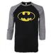 Batman Traditional Symbol 3/4 Sleeve Raglan Baseball T-Shirt-Small