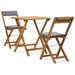 Andoer 3 Piece Folding Bistro Set with Cushions Solid Acacia Wood