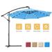 10 FT Solar LED Patio Outdoor Umbrella Hanging Cantilever Umbrella Offset Umbrella Easy Open Adustment with 24 LED Lights - Burgundy