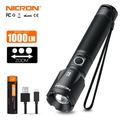 Nicron Rechargeable Flashlight F81 Zoomable Focus Light 1000lm High-Brightness 18 650 Rechargeable Flashlight Type-C Water-proof IP64 For Household Outdoor Hiking Camping Climbing EDC Flashlight F81