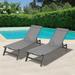 Outdoor 2-Pcs Set Chaise Lounge Chairs Five-Position Adjustable Aluminum Recliner Curved Design All Weather for Patio Beach Yard Pool Gray