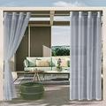 Leonard Outdoor Curtains Outdoor Sheer Curtain for Patio Outdoor Indoor Privacy Voile Drape Grommet Top Sheer White Outdoor Curtain for Pergola Outdoor Curtains for Patio Waterproof Patio Decor