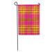 LADDKE Colorful Band Tartan Plaid Pattern Checkered in Palette of Fuchsia Pink Yellow Orange and Dark Red Garden Flag Decorative Flag House Banner 28x40 inch