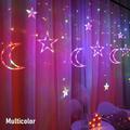 Curtain String Lights 138LED Warm White Star Moon Fairy Lights with Remote for Bedroom Wall Wedding Outdoor Party Ramadan Decorations Light