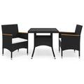 vidaXL Patio Dining Set Outdoor Table and Chair Poly Rattan and Acacia Wood