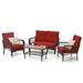 Sophia & William 4 Pieces Patio Conversation Set Rattan Outdoor Furniture Set Red