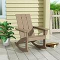 GARDEN Modern Plastic Outdoor Rocking Chair for Patio Porch Weathered Wood