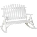 Outsunny Wooden Porch Rocking Chair Wood Double Adirondack White