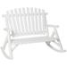 Outsunny Wooden Porch Rocking Chair Wood Double Adirondack White