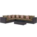 Modway Convene 7 Piece Outdoor Patio Sectional Set in Espresso Mocha