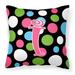 Letter I Initial Monogram - Polkadots and Pink Fabric Decorative Pillow