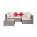 WestinTrends 5-Piece Outdoor Patio Rattan Wicker Sofa Conversation Set with Coffee Table and Cushions Gray/Ivory