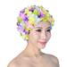 XunW Sports Goods Bathing Cap Swim Pool Hats New Style Practical Purple Beautiful Men For Women Petals Adult Flowers Design