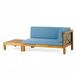 Elisha Acacia Wood Outdoor Right Arm Loveseat and Coffee Table Set with Cushion Teak and Blue