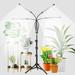 YEOLEH Grow Light for Indoor Plants with Stand Full Spectrum Floor Plant Light with 80LED 5500K Timer 4-Head Tripod Stand Adjustable 15-48 in